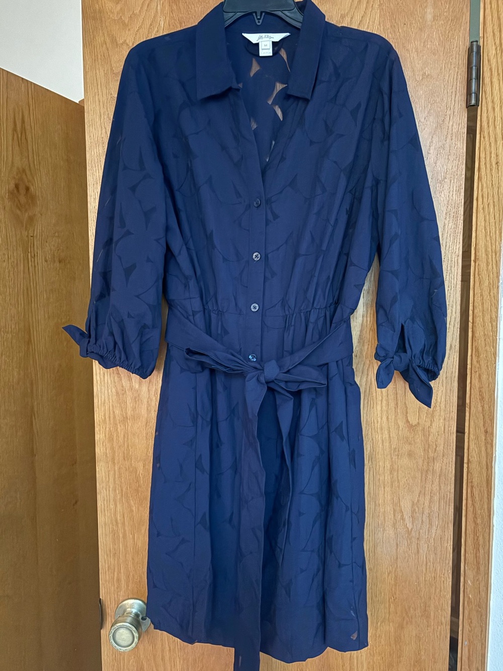 EUC Lilly Pulitzer Amrita 3/4 sleeve shirt dress True Navy Floral Faille 14